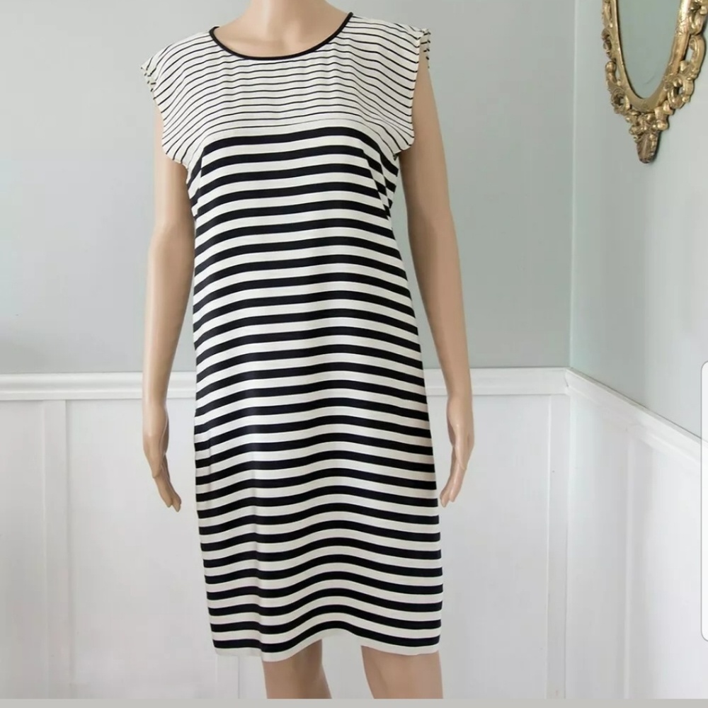 Tibi Striped Silk Shift Dress